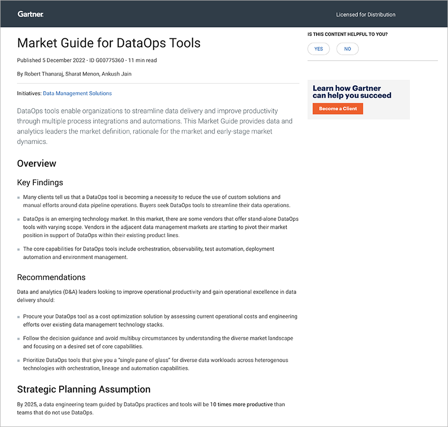 Market Guide for DataOps Tools