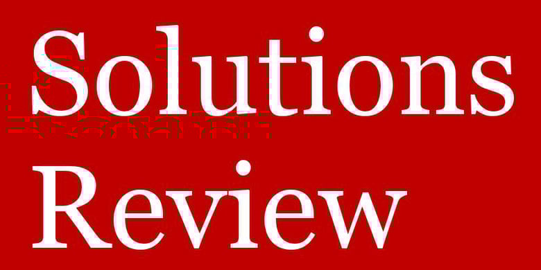 The words 'Solutions review' on a red background