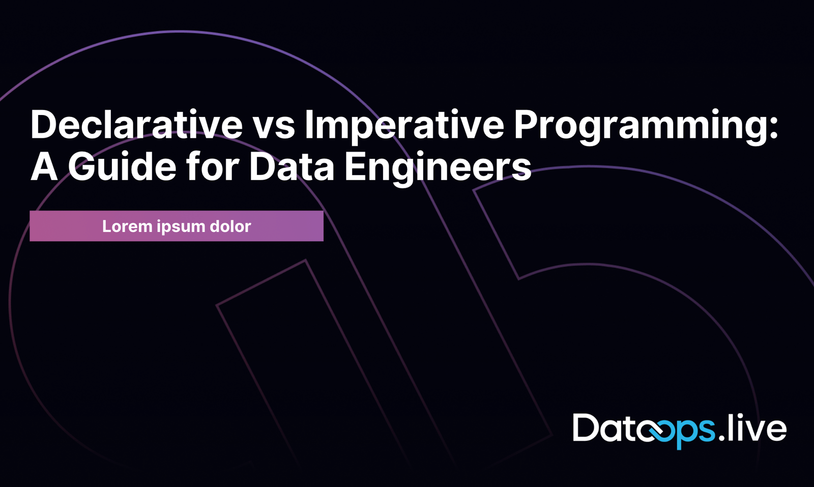 Featured image with a dark abstract background displaying the title “Declarative vs Imperative Programming: A Guide for Data Engineers.” A purple label beneath the title reads “Understanding Key Differences,” with the DataOps.live logo positioned in the bottom right.